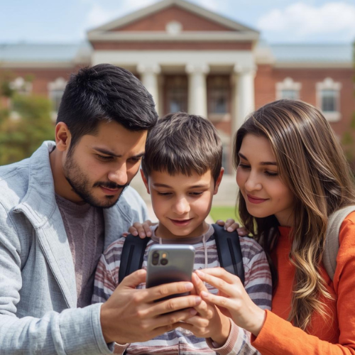 Estudiantes universitarios felices